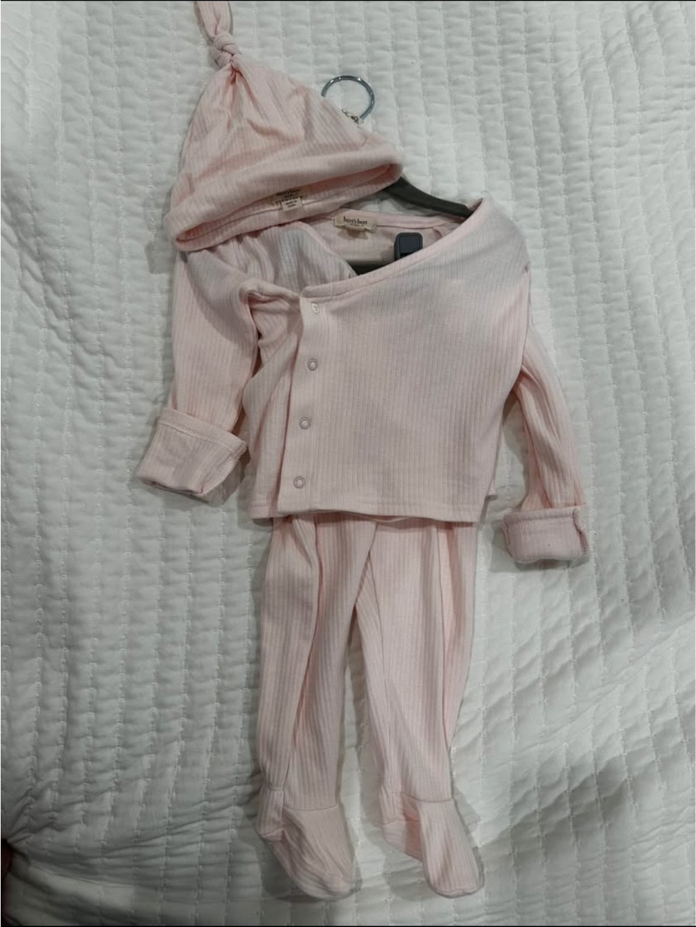 Baby Ribbed 3-Piece Sleep Set in Light Pink
